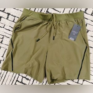 BRAND NEW WITH TAGS. Athletic shorts by VRST size Men’s Large. Olive green